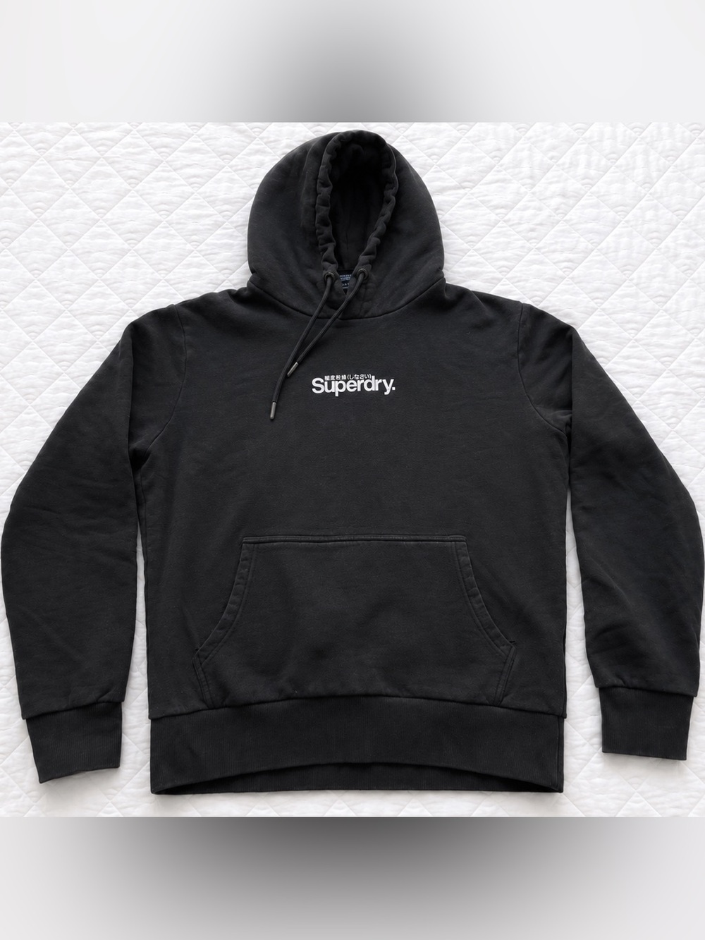 Superdry Logo Hoodie Black Pullover Sweatshirt XL